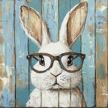 Easter Sign, Bunny in Glasses,, DCO-12633, Sign For Wreath, 10x10